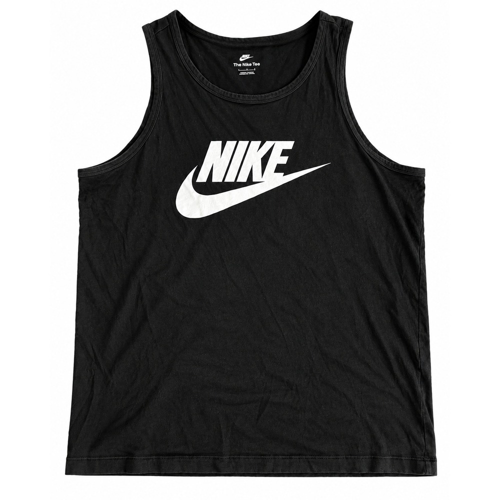 Nike Black White Swoosh Logo Tank Top Sleeveless Shirt Size L